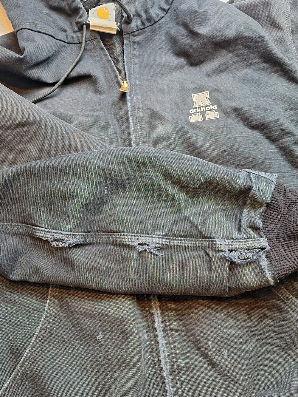 VINTAGE Distressed Carhartt Canvas Quilt Hooded Duck Jacket Men’s 2XL - Picture 4 of 7